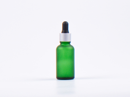 Grünglasflasche 30ml, mit Pipette silber-matt